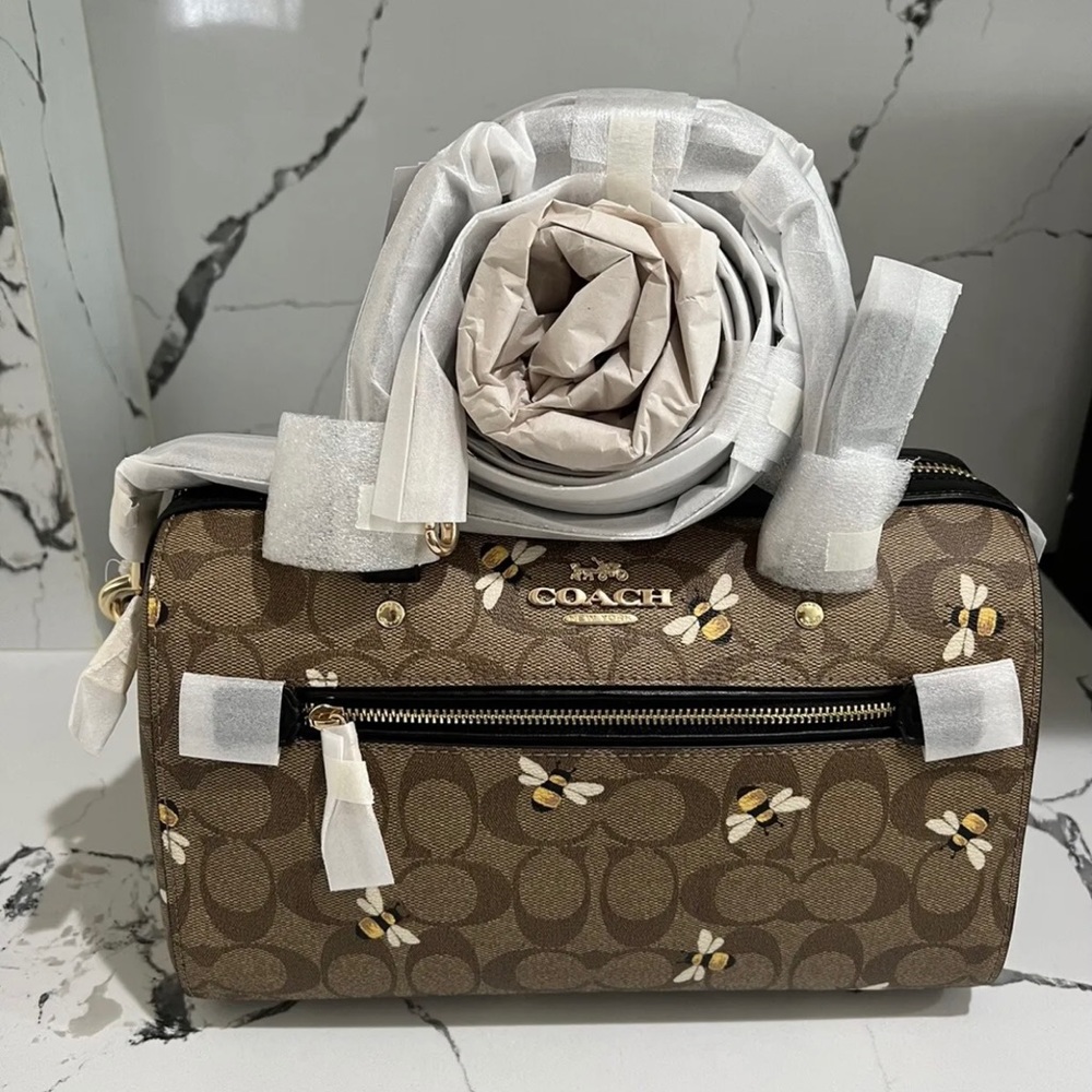 Coach Rowan Satchel In Signature Canvas With Bee Print